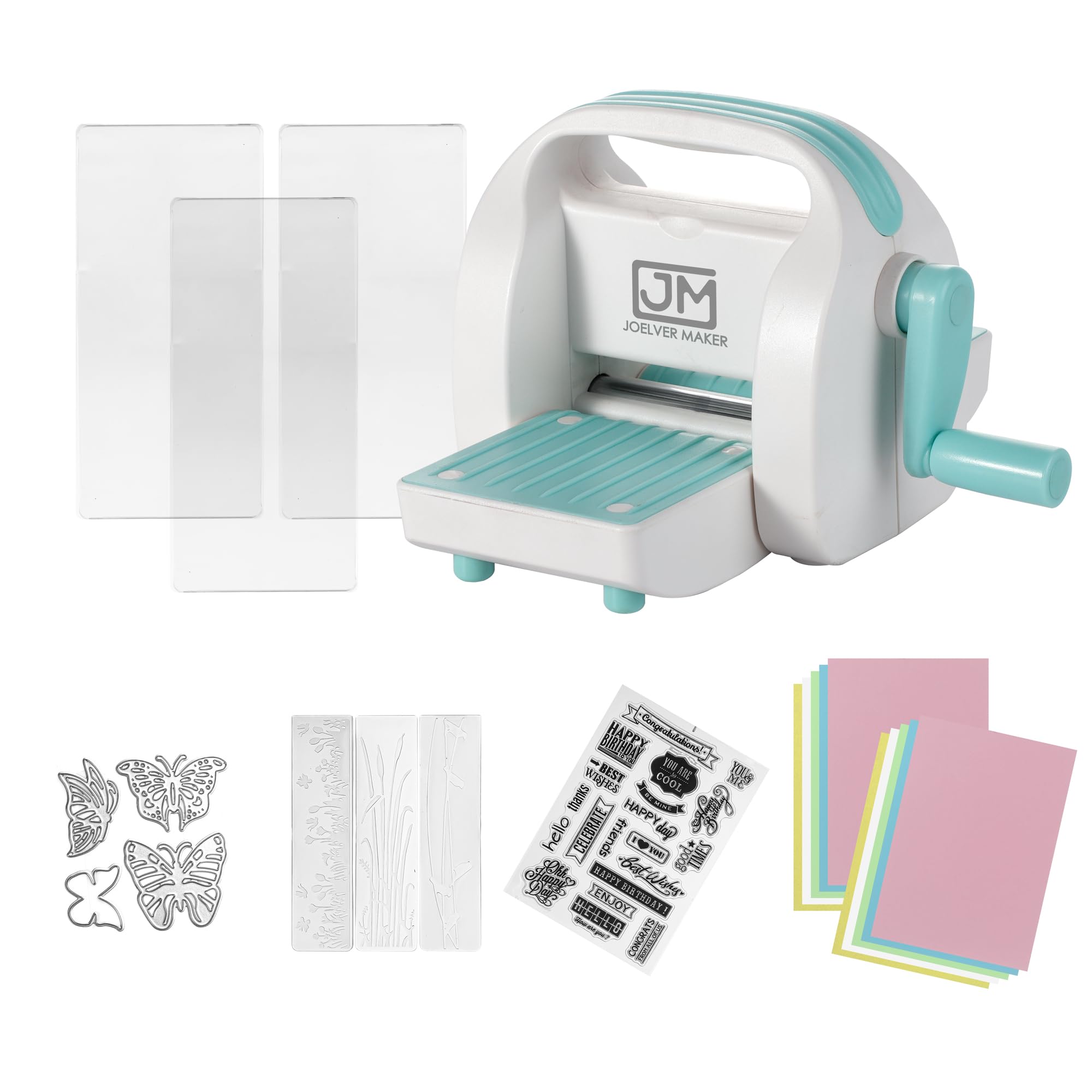 Joelver Maker Mini Die Cutting & Embossing Machine - 3 Inch Opening for DIY Scrapbooking, Card Making, Paper Crafts - Portable Craft Tool for Home, School & Office Use (Blue)