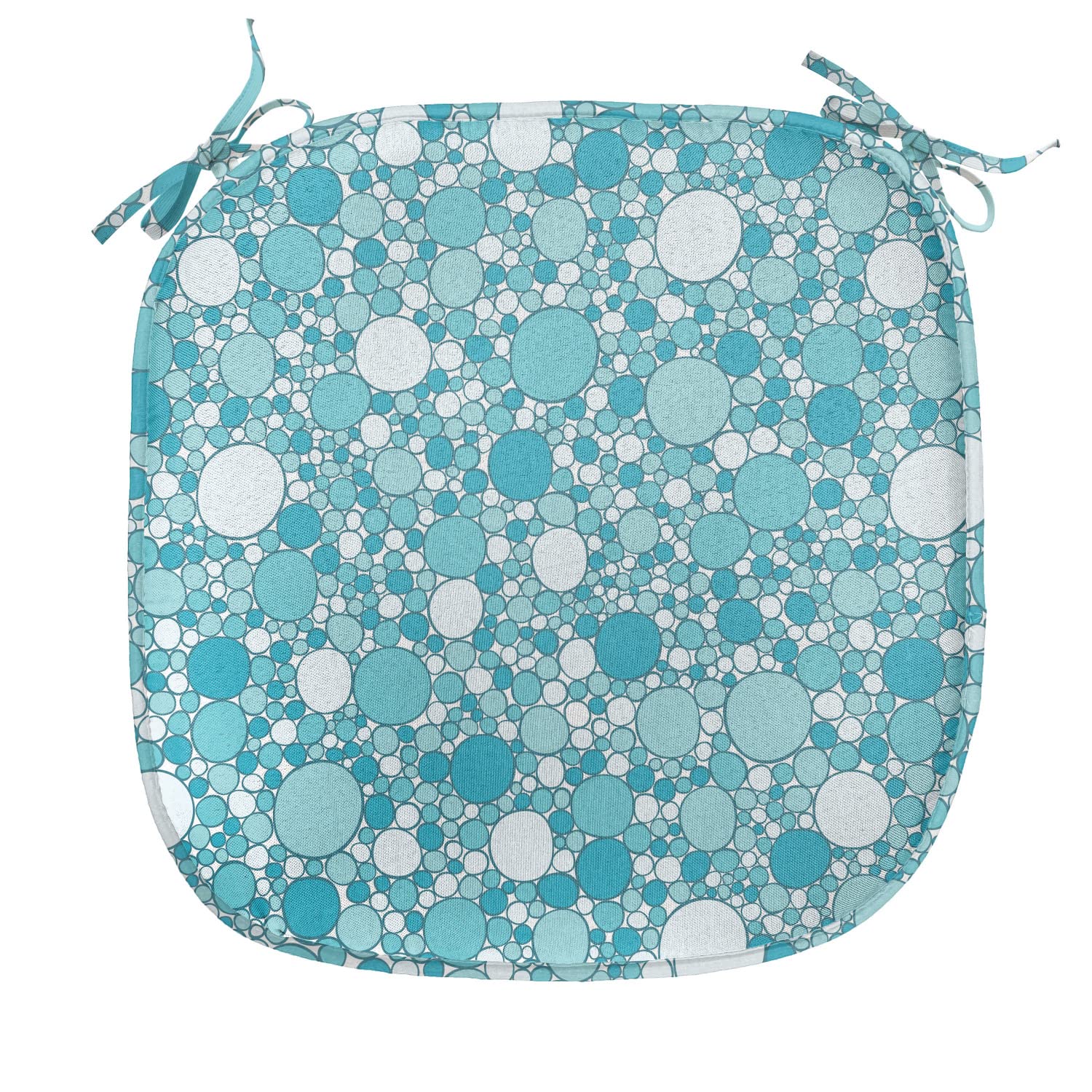 Ambesonne Abstract Chair Cushion 16x16 Inches - Modern Aqua Bubble Design Non-Slip Seat Pad for Kitchen, Dining, Patio & Outdoor Furniture - Turquoise Teal Home Decor Accessory