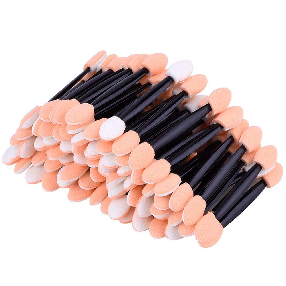 NESA Disposable Makeup Brush Set - 50 Pcs Double-Sided Oval Eye Shadow Sponge Applicators (Black) | Perfect for Professional Makeup Artists, Salon Use & Travel Makeup Kits