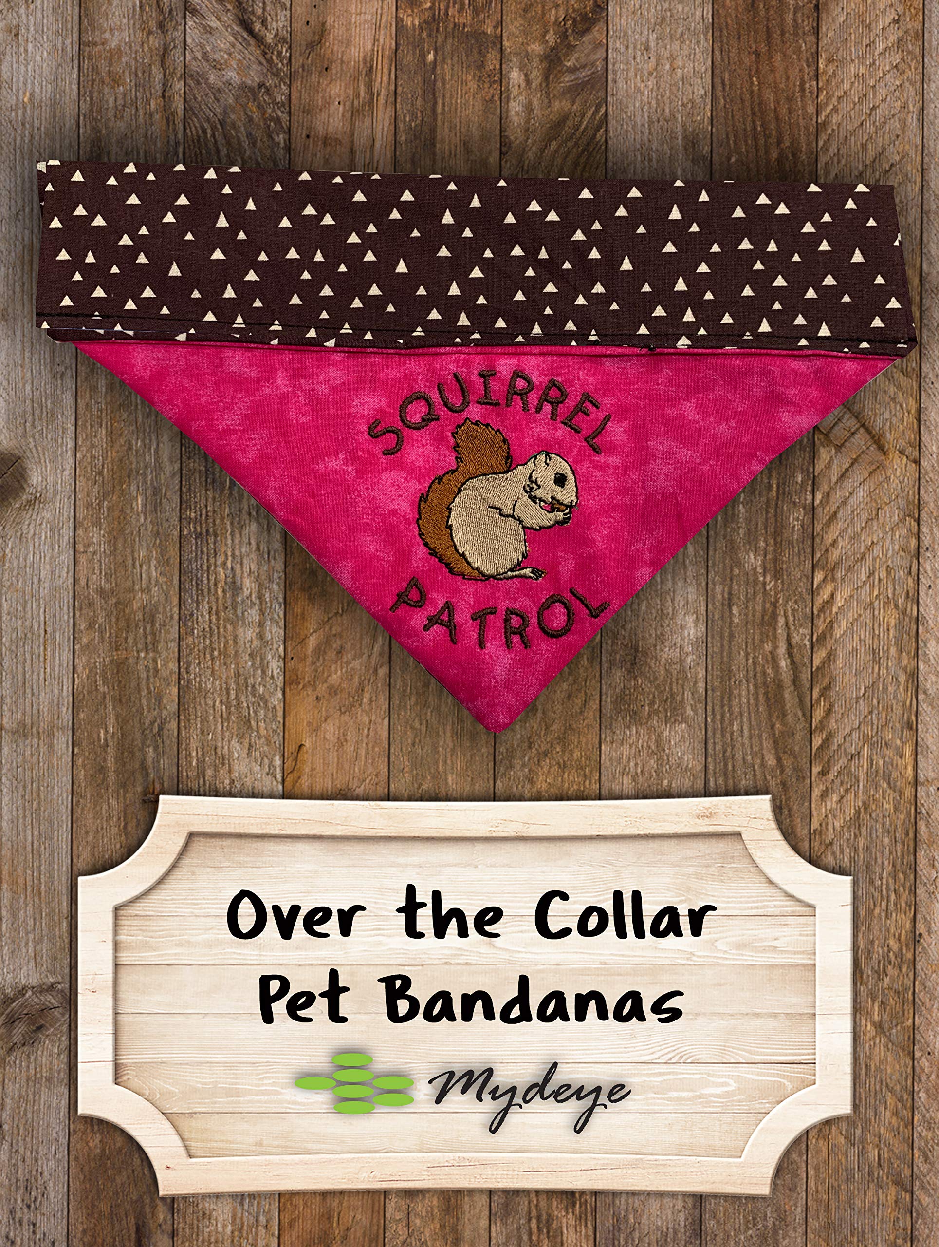 Pink Squirrel Patrol Dog Bandana - Embroidered Personalized Over-the-Collar Pet Bandana for Small Medium Large Dogs - Perfect for Outdoor Adventures, Walks & Pet Photoshoots