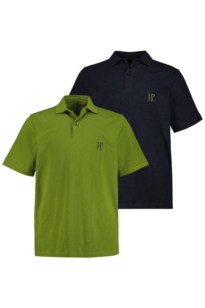 JP 1880 Big & Tall Men's Plus Size Polo Shirts 2-Pack (L-8XL) - Grass Green | Comfortable Casual Wear for Work & Outdoor Activities