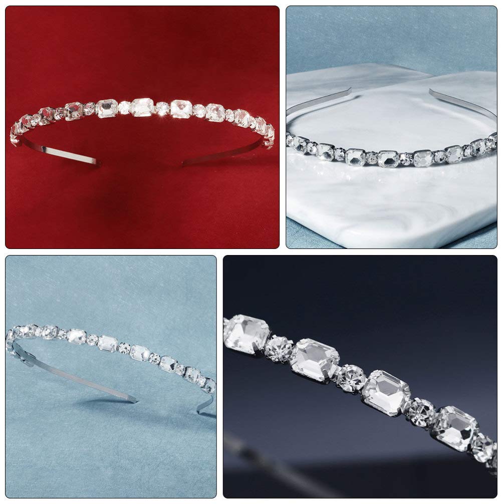 1 Pc Color Diamond Press Headband Bridal Headpiece for Women - Wedding Tiara, Jewel Hair Accessories, Bridal Headdress with Bling Alloy (Earth Tones) - Perfect for Brides, Bridesmaids, Prom, and Special Occasions