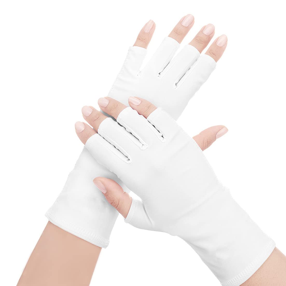 UV Protection Gloves for Gel Nails - Anti UV Manicure Gloves with Fingerless Design (1 Pair, White) - Perfect for Nail Salons, Home Gel Polish Drying & UV Light Protection