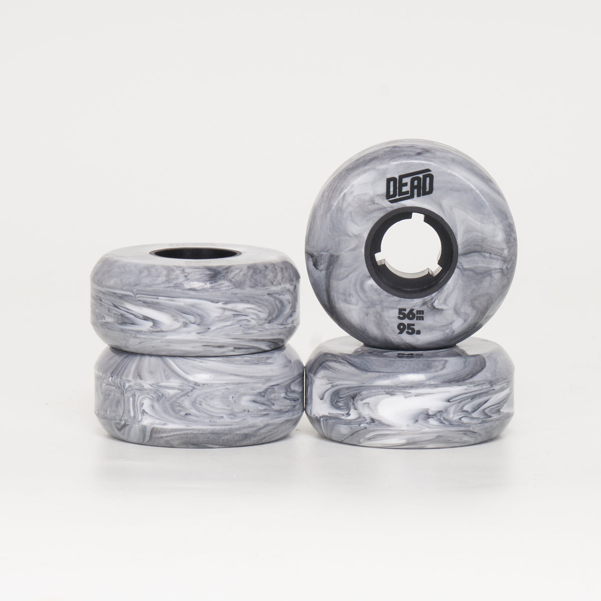 Premium 56mm 95a Dead Grey Marble Skateboard Wheels - Perfect for Street Skating, Park Riding & Longboard Cruising