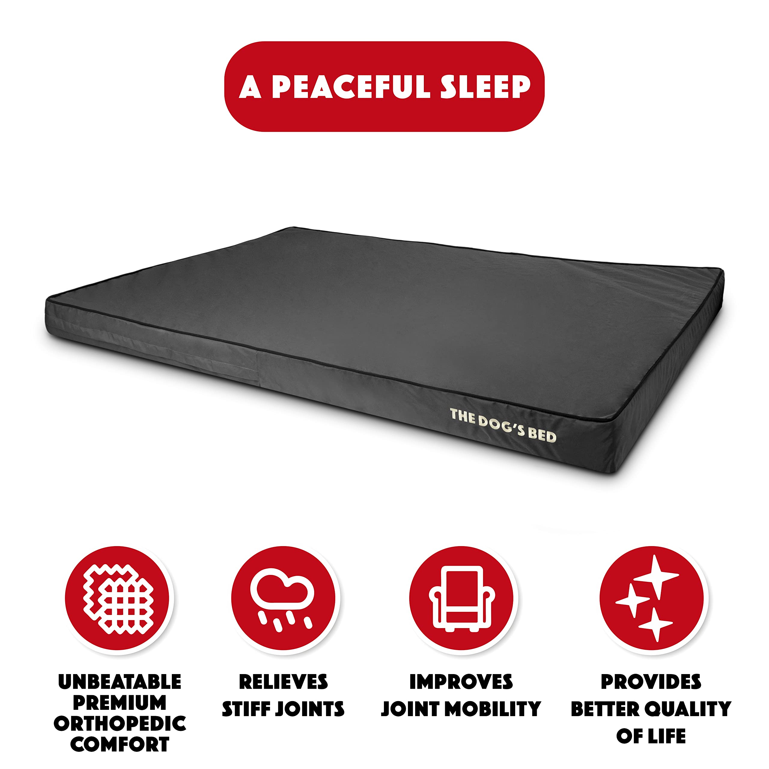 Orthopedic Memory Foam Dog Bed for Large Dogs - XXXL 64x44 Inches, Waterproof & Supportive Pet Bed with Removable Washable Cover, Grey & Black - Vet Approved for Joint Pain Relief - Perfect for Elderly Dogs or Pets with Arthritis in Living Room or Bedroom