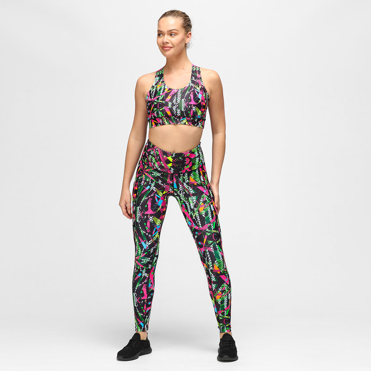 Clubbercise Retro Raver Leggings - 80s Inspired High Waist Workout Pants for Dance Fitness & Rave Parties - Perfect for Zumba, Aerobics & Nightclub Outfits