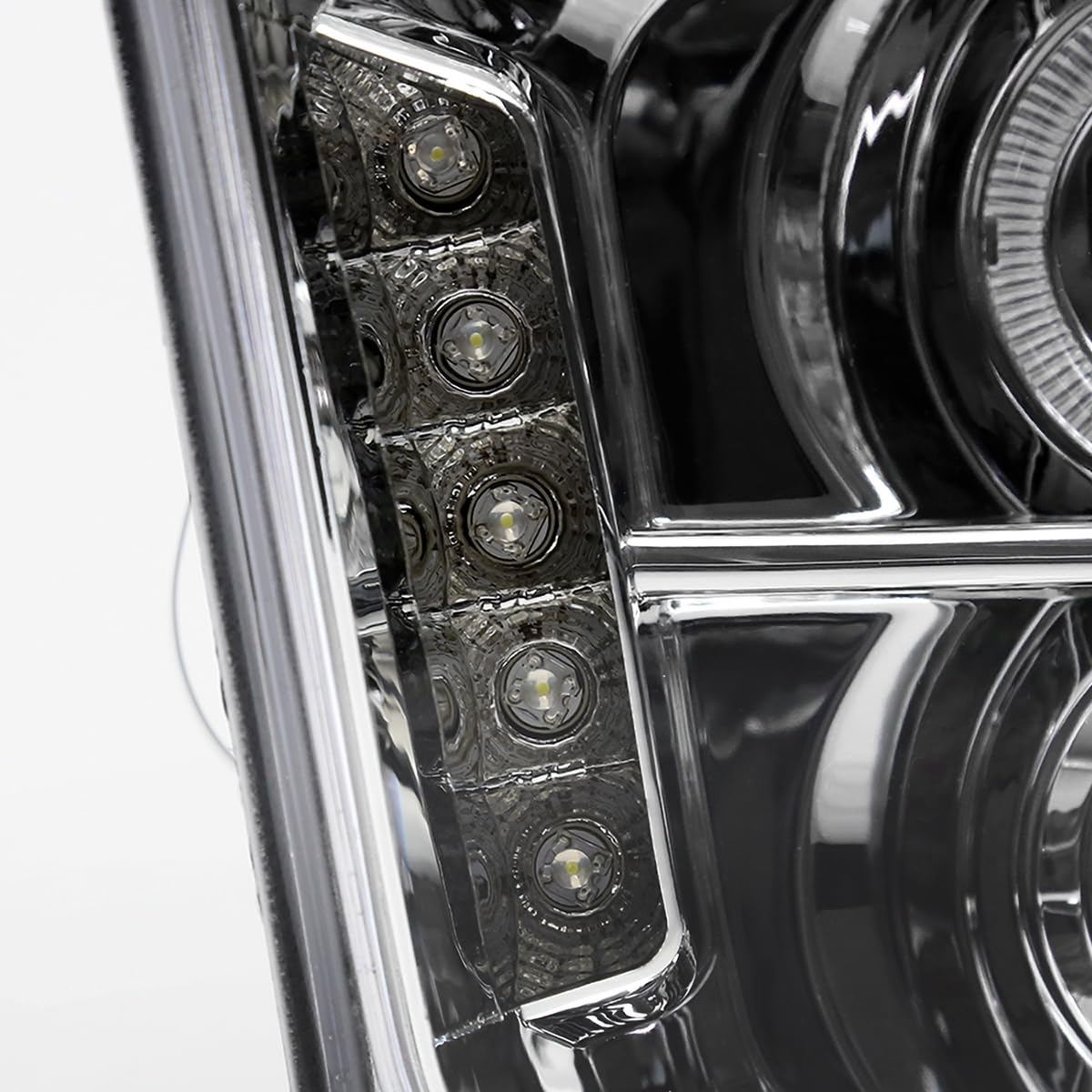 Spec-D Tuning Chrome Halo LED Projector Headlights + Chrome Bumper Lights for 2005-2009 Ford Mustang - Left & Right Pair Headlamp Assembly | Upgrade for Night Driving & Car Customization