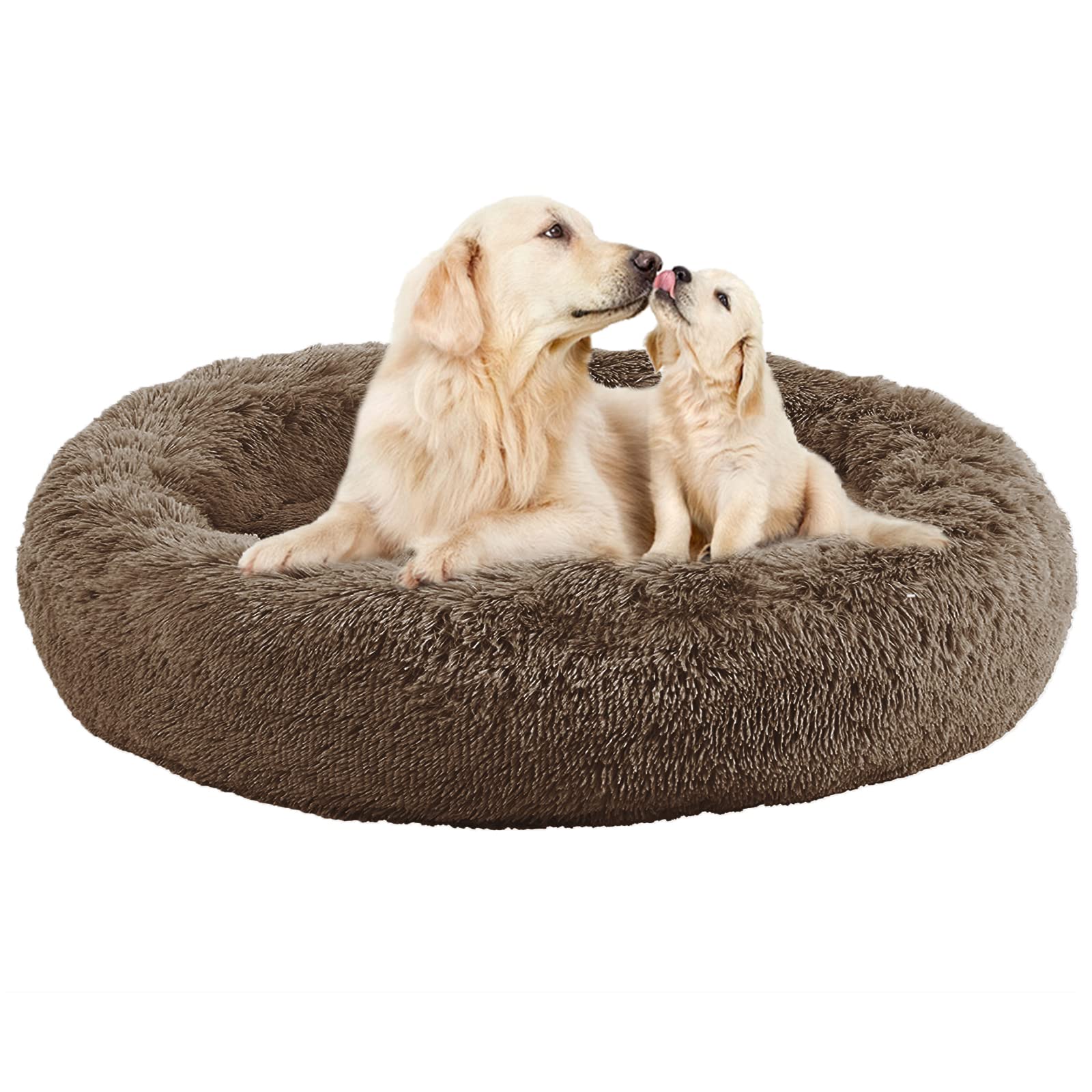 Nisrada 30 Inch Washable Round Dog Bed for Small Medium Large Dogs - Calming Soft Pet Bed with Non-Slip Bottom - Perfect for Puppies, Kittens & Pets in Living Room, Bedroom or Crate