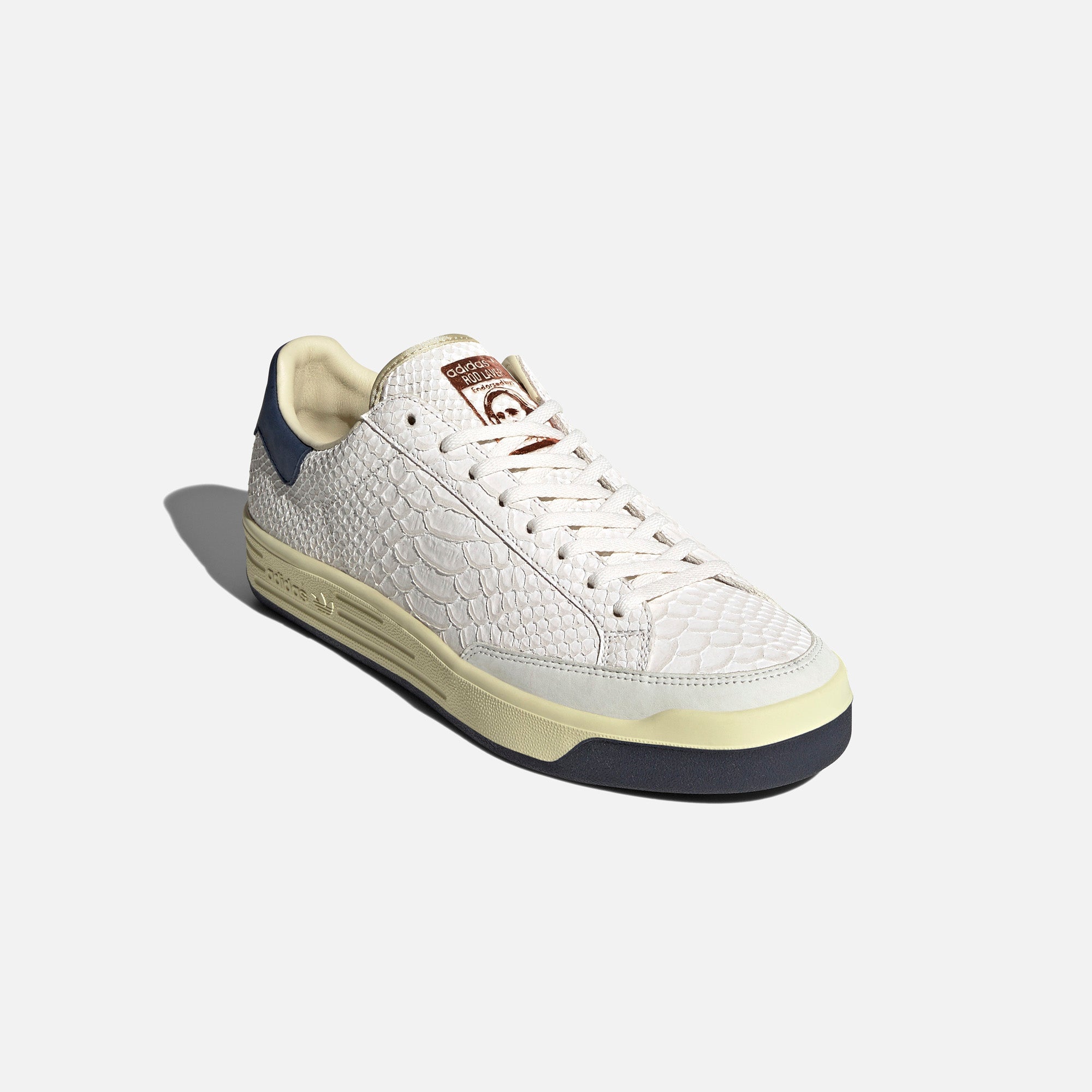 Adidas Consortium Rod Laver Snake Sneakers - White & Collegiate Navy Men's Tennis Shoes for Casual Wear & Sports