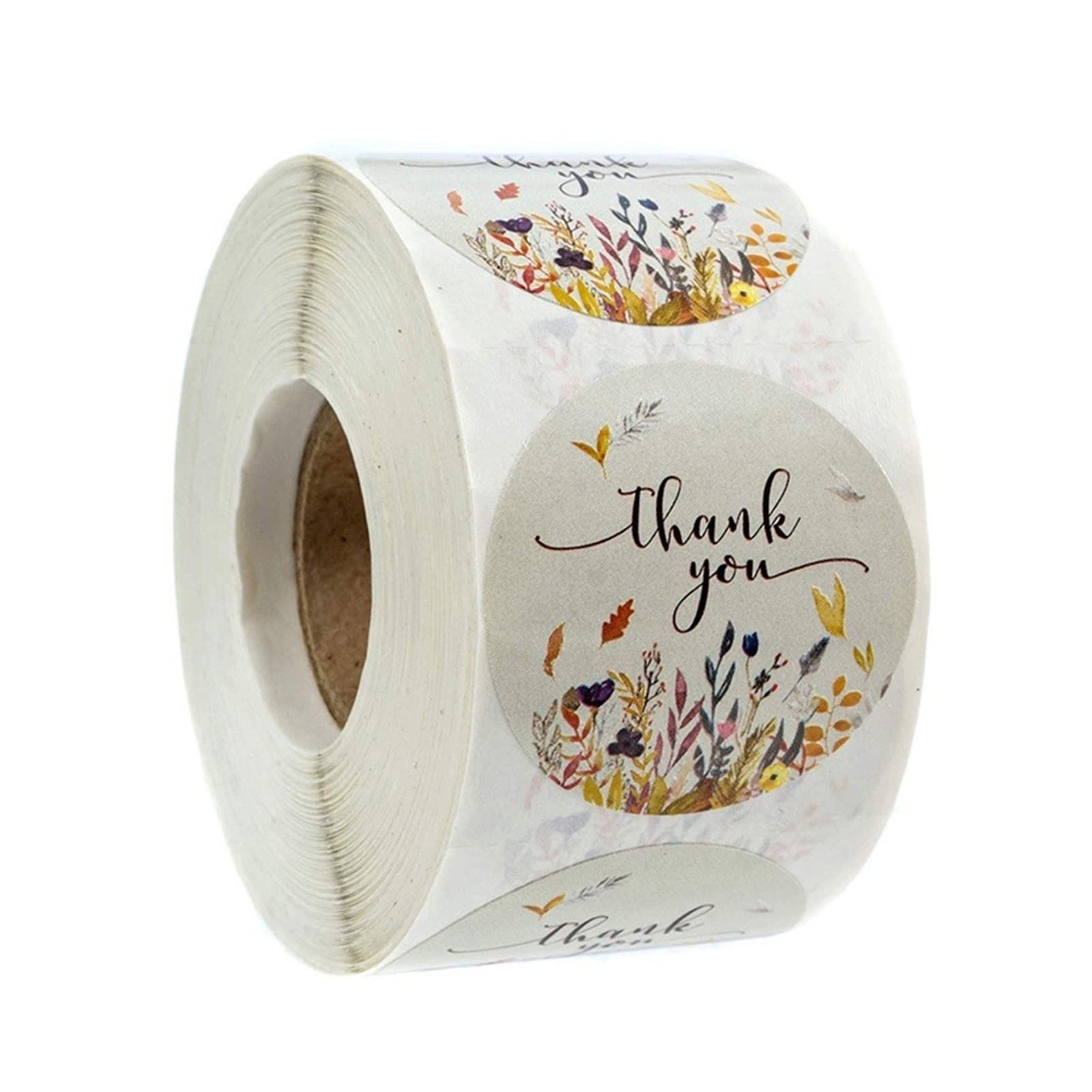 MIAOMSI 500pcs Floral Thank You Stickers - 3 Rolls, 4 Styles for Sealing, Scrapbooking, Christmas Decor, Stationery (YH223-500pcs) - Perfect for Gift Wrapping, DIY Crafts, and Party Favors