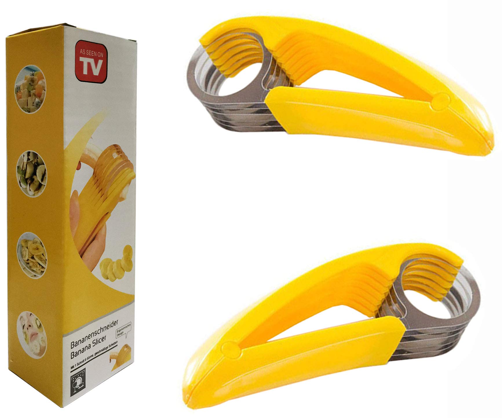 2 Pack Banana Slicer - ABS Plastic & 304 Stainless Steel Fruit Cutter - Perfect for Banana, Strawberry, Cucumber & Hot Dog - Essential Kitchen Tool for Fruit Salad, Smoothies & Party Snacks