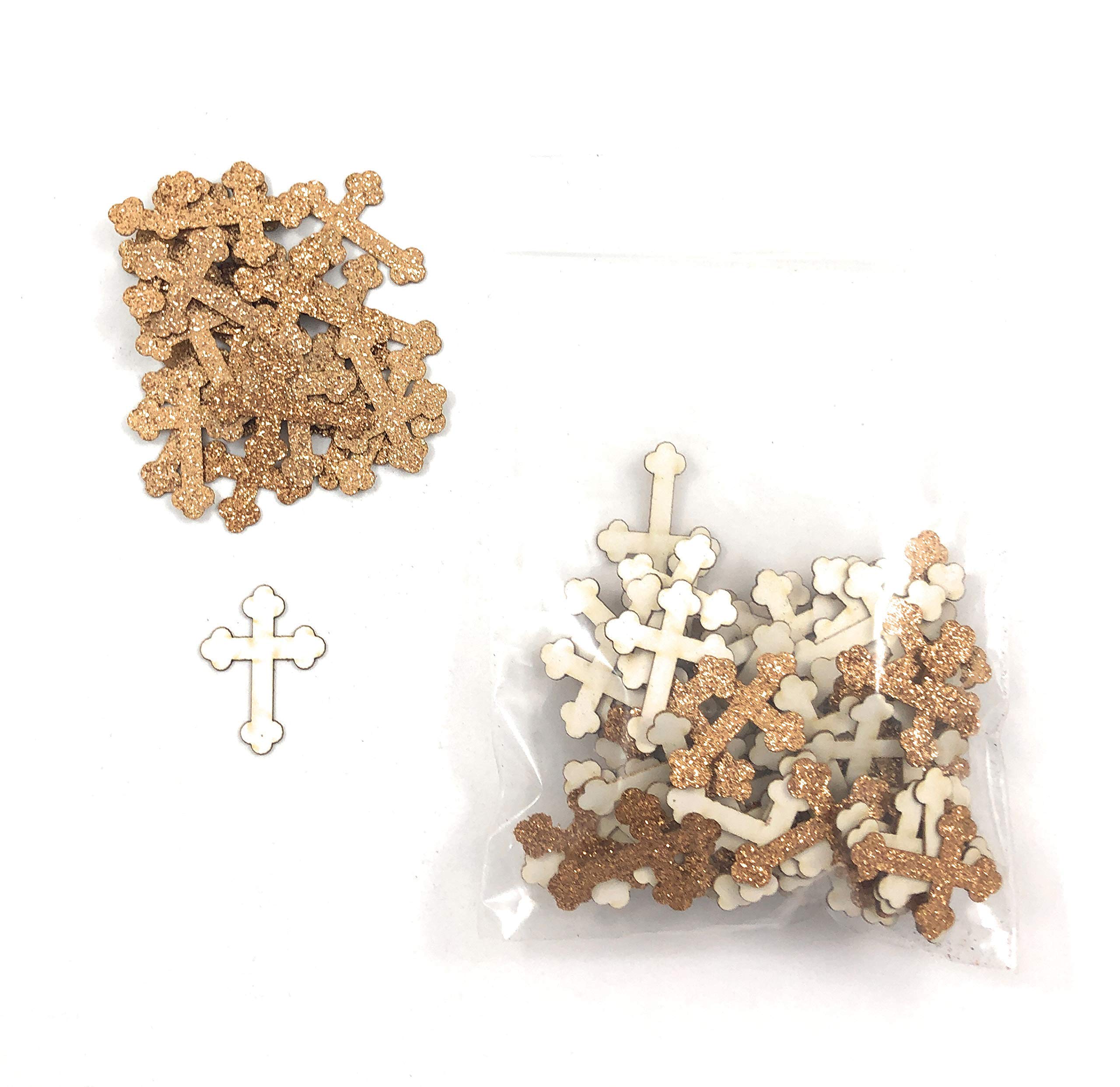 100 Pieces Rose Gold Glitter Cross Confetti for Wedding Decorations, Baby Showers, Birthday Parties & DIY Crafts - Premium Metallic Confetti for Scrapbooking, Invitations & Celebration Decor