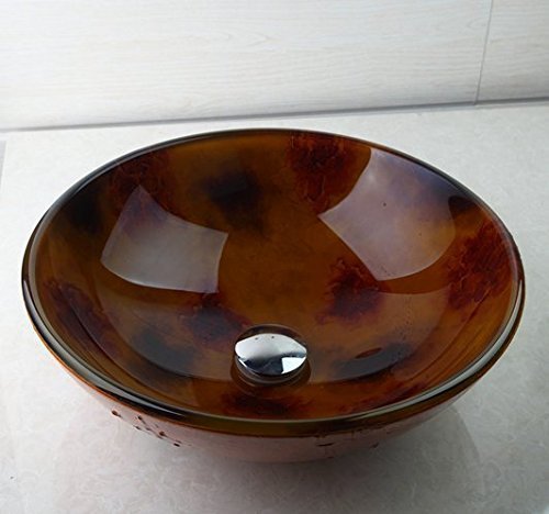 GOWE Tempered Glass Vessel Sink - Hand-Painted Bathroom Vanity Basin with Drain - Perfect for Modern Bathroom Renovations & Luxury Home Decor