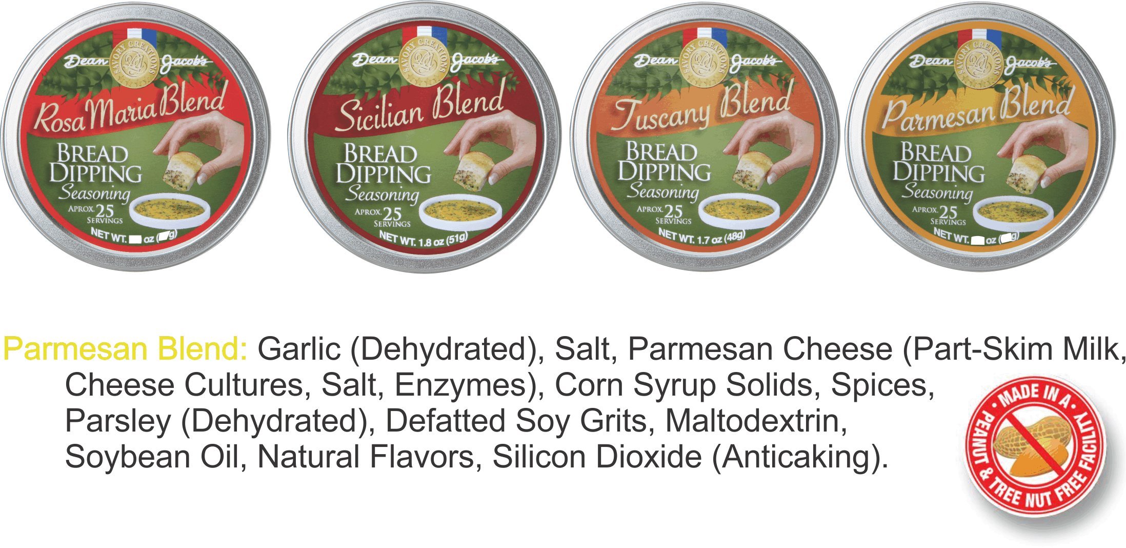 Dean Jacobs Parmesan Bread Dipping Tin - 1.75 oz | Premium Italian Seasoning for Bread, Pasta & Salads | Perfect for Restaurants, Dinner Parties & Home Cooking