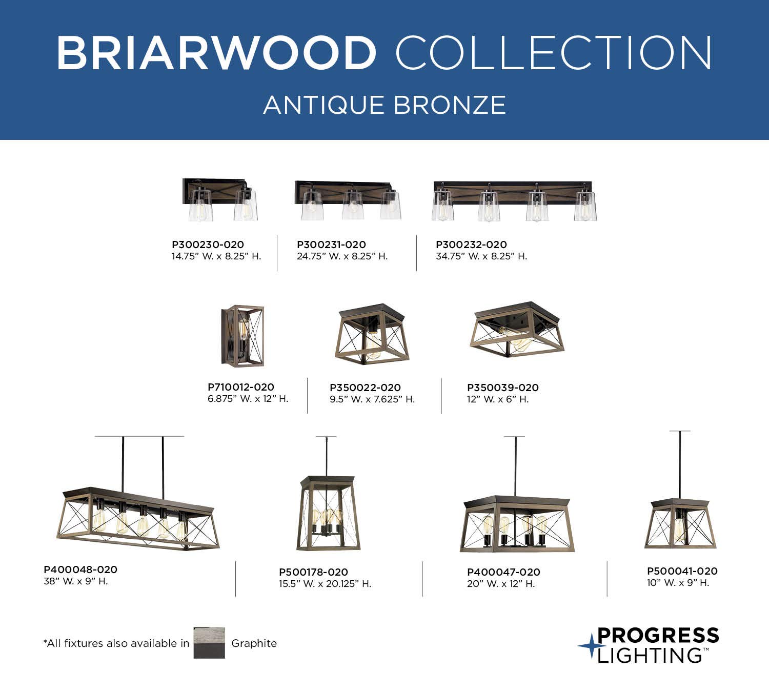 PROGRESS LIGHTING Briarwood Collection 3-Light Coastal Bathroom Vanity Fixture - Clear Glass Shade in Antique Bronze Finish | Perfect for Beach House, Coastal Decor & Bathroom Lighting Upgrade