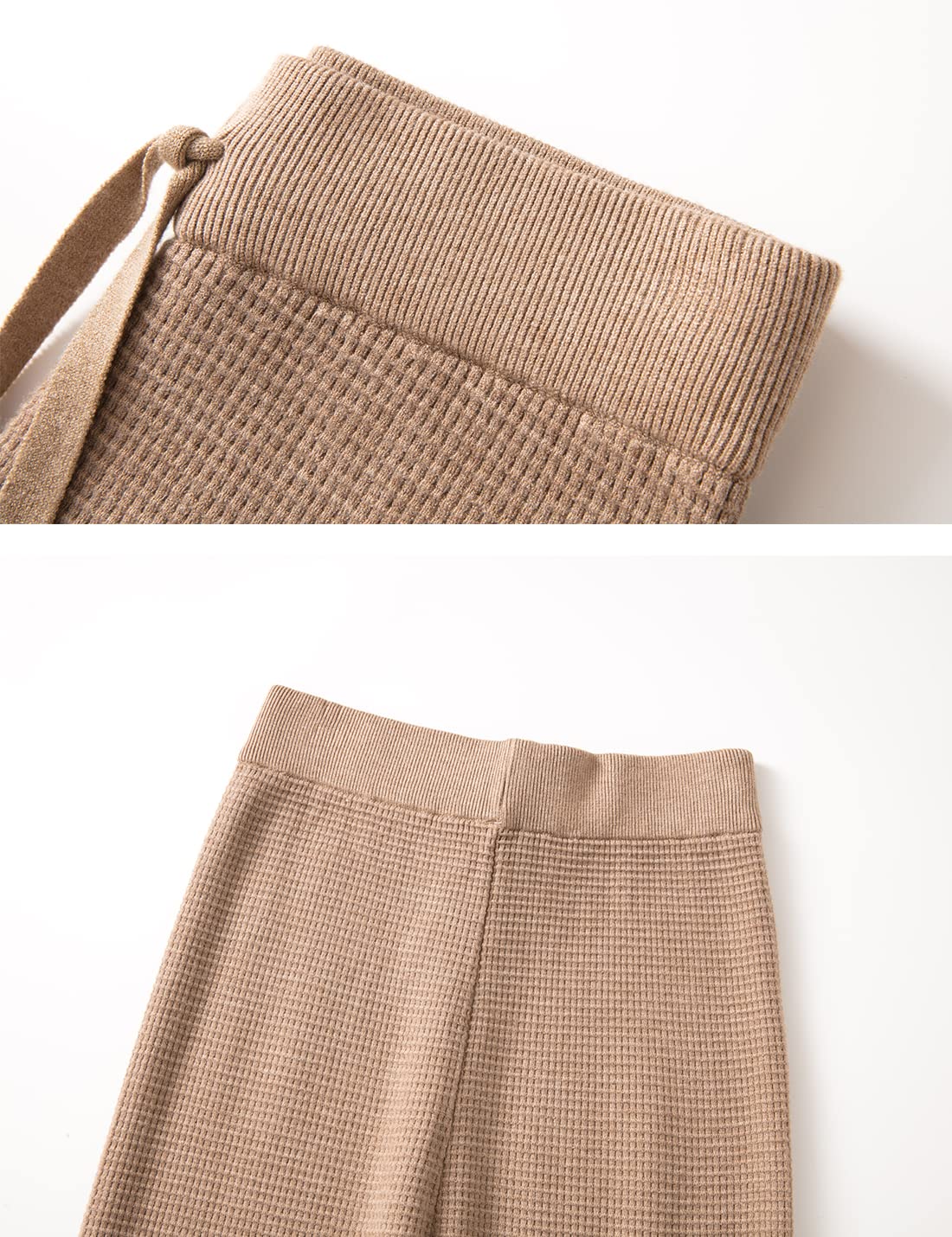 Women's Waffle Knit Lounge Pants - High Waisted Wide Leg Sweatpants with Drawstring & Elastic Waistband | Cozy Casual Wear for Home, Yoga & Travel