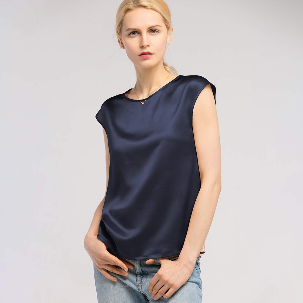 LilySilk Women's Short Sleeve Silk Blouse - Summer Charmeuse Silk Top for Ladies | Breathable & Comfortable | Perfect for Office, Date Night & Casual Outings