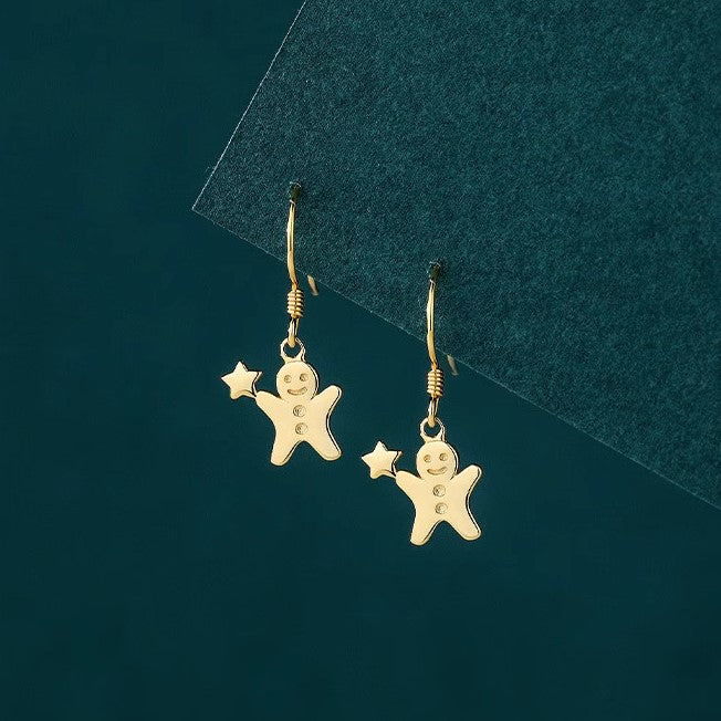 Gingerbread Man Dangle Earrings - Cute Christmas Stocking Stuffers for Women | DC007 | Perfect Holiday Gift & Party Accessory