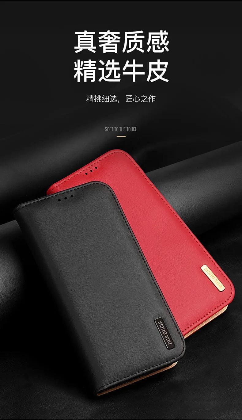 DuxDucis Galaxy S24 Genuine Leather Wallet Case - Premium Protective Cover with Card Slots for Samsung Galaxy S24 - Perfect for Business, Travel & Everyday Use