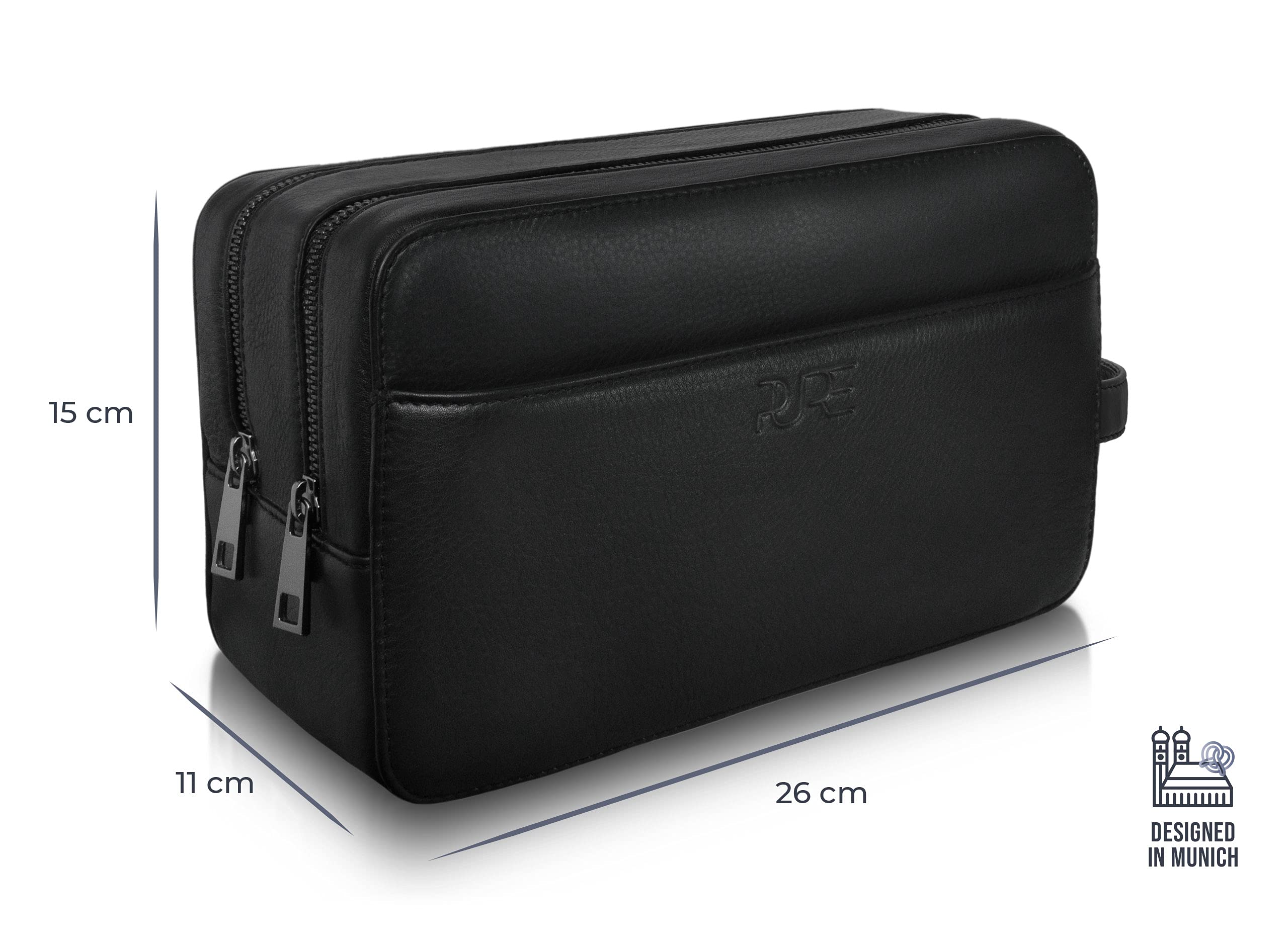 Premium Leather Toiletry Bag ATLAS XL - Large Travel Wash Bag for Men | Waterproof Shaving & Bathroom Organizer | Perfect for Business Trips, Gym & Weekend Getaways