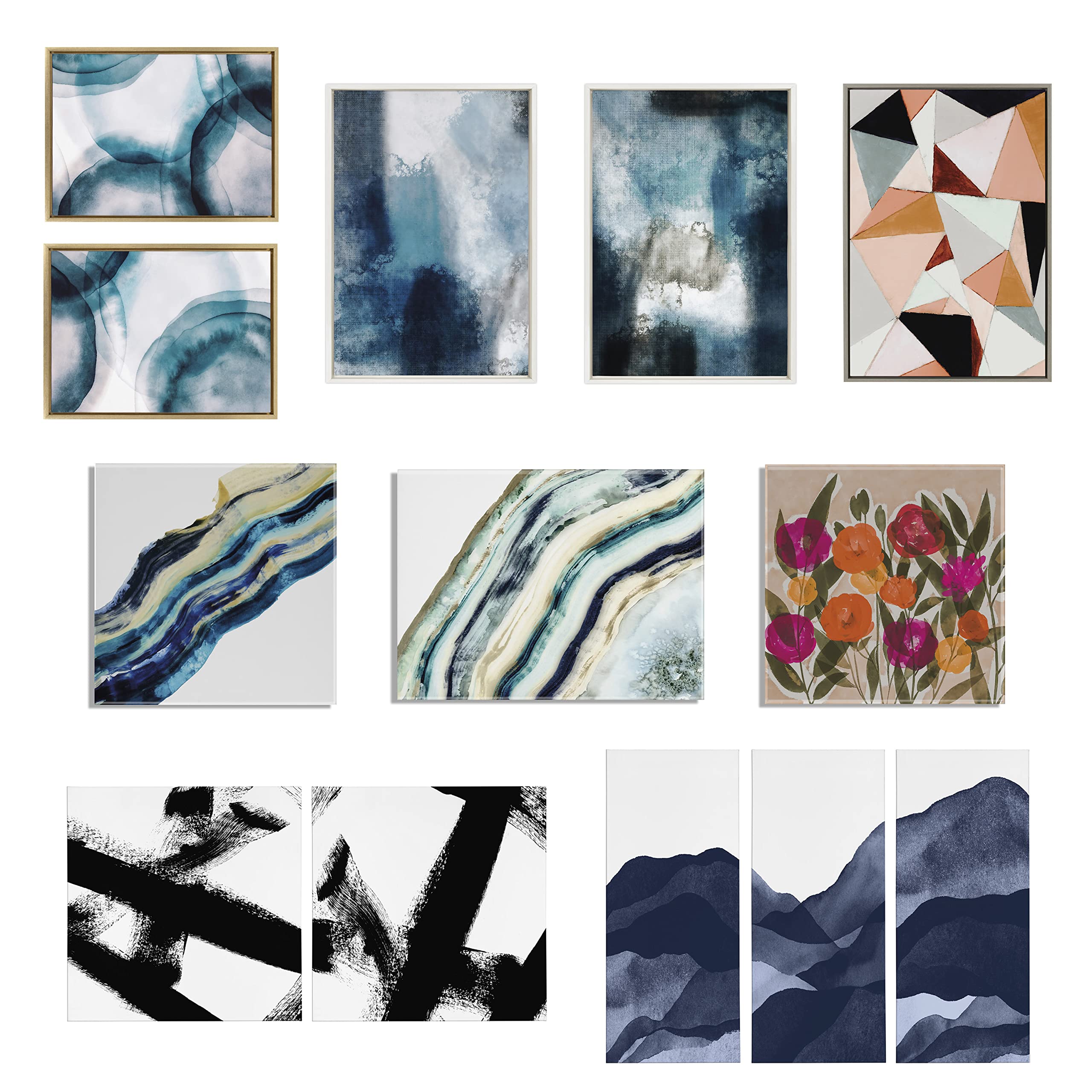 Amy Lighthall Framed Canvas Wall Art Set - Abstract Gold Sylvie Shapes I & II Prints (18x24 inches, Set of 2) | Modern Home Decor for Living Room, Bedroom & Office