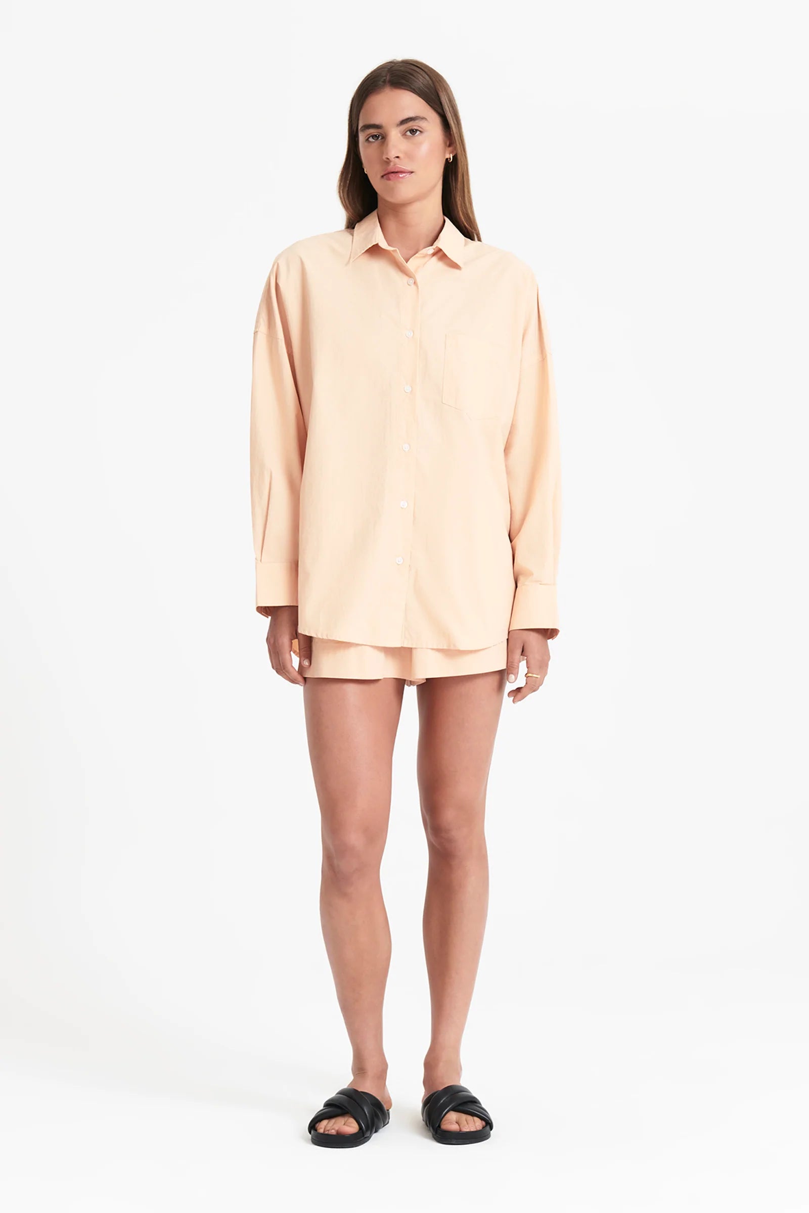 Cruz Poplin Shirt for Men - Lightweight Summer Casual Button Down Shirt in Fresh Melon Color - Perfect for Office, Travel & Outdoor Activities