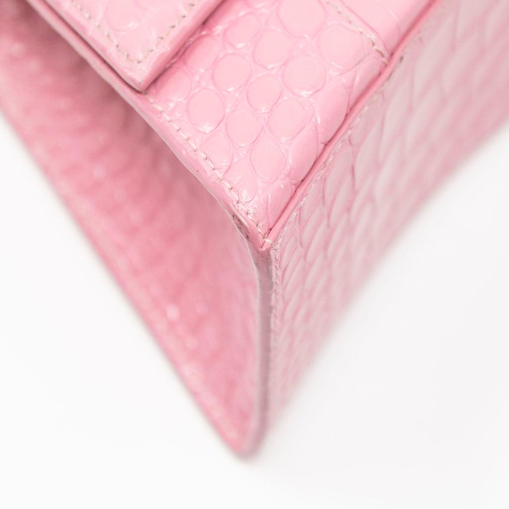 Balenciaga Small Pink Crocodile Hourglass Bag - Luxury Designer Handbag for Women, Perfect for Parties, Dates & Evening Events