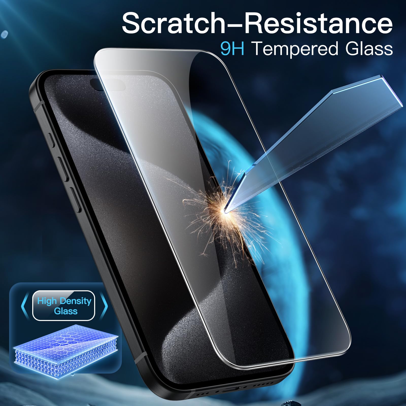 JETech 3 in 1 Protective Case for iPhone 15 Pro Max 6.7-Inch with 2 Pack Tempered Glass Screen Protectors - Shockproof, Anti-Yellowing Bumper Phone Cover (Black) | Perfect for Outdoor Activities, Travel & Daily Use