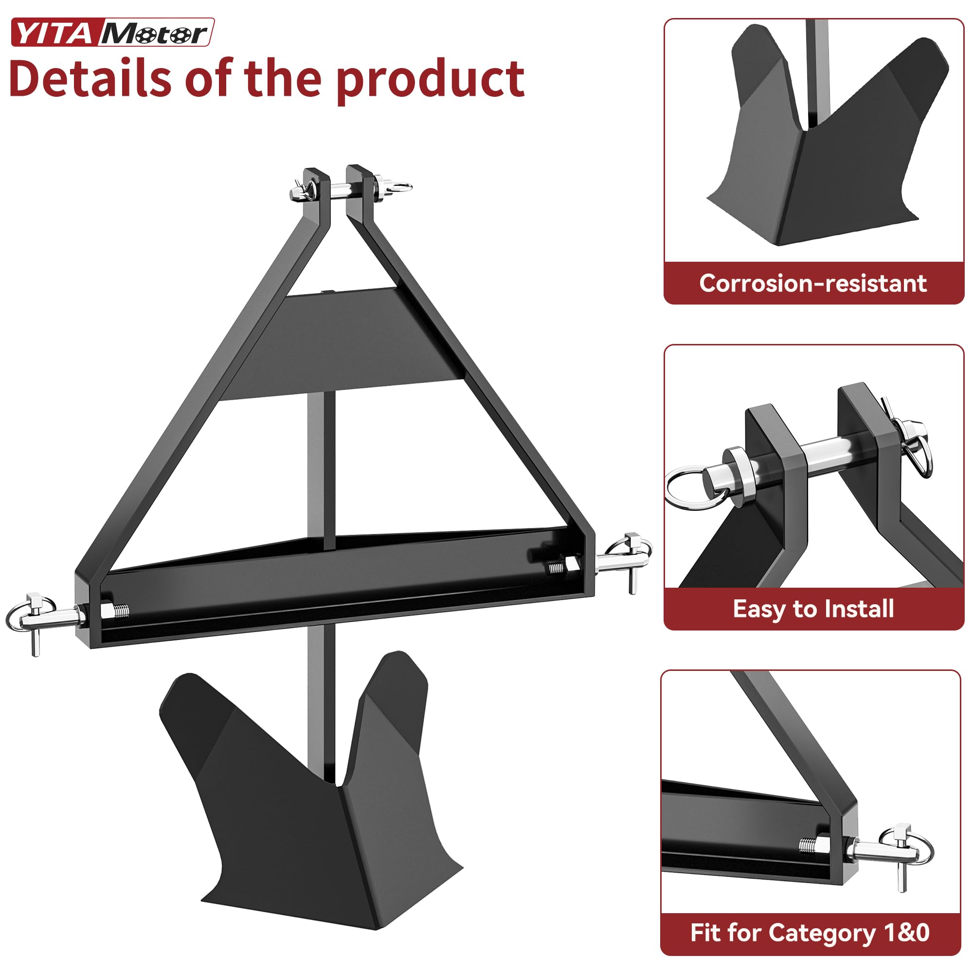 YITAMOTOR Cat 1 & Cat 0 Middle Buster - 3 Point Quick Hitch Tractor Attachment for Potato Harvesting & Furrow Plowing | Ideal for Farm Cultivation & Vegetable Gardening