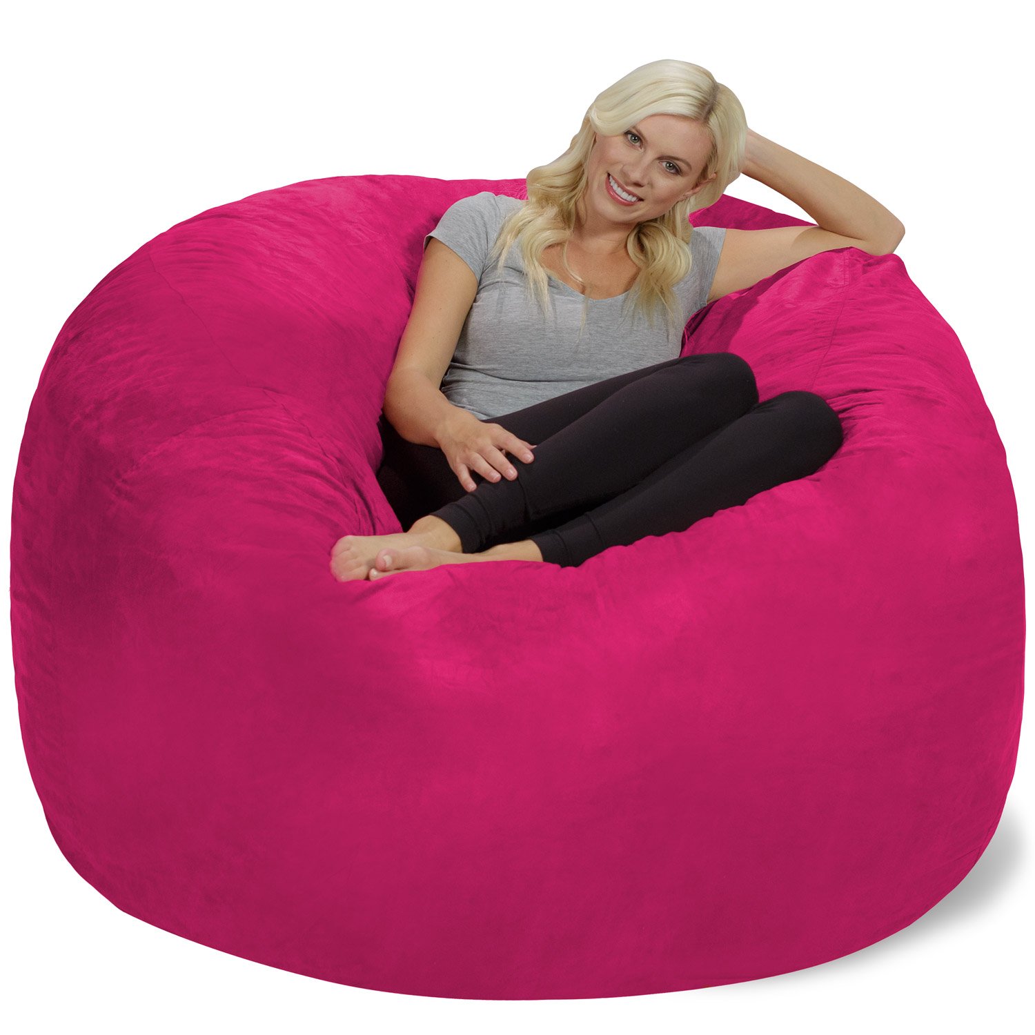 6-Foot Pink Microsuede Bean Bag Chair Cover - Soft & Durable Chill Sack Replacement - Perfect for Living Rooms, Game Rooms & Dorm Decor