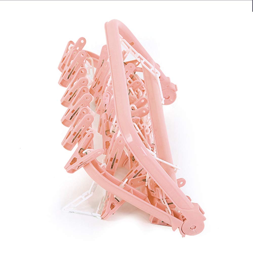 **SteelFever 32-Clip Foldable Clothes Drying Rack - Space-Saving Laundry Hanger for Underwear, Socks, Delicates (Light Pink) - Perfect for Apartments, Dorms, Travel & Small Spaces**