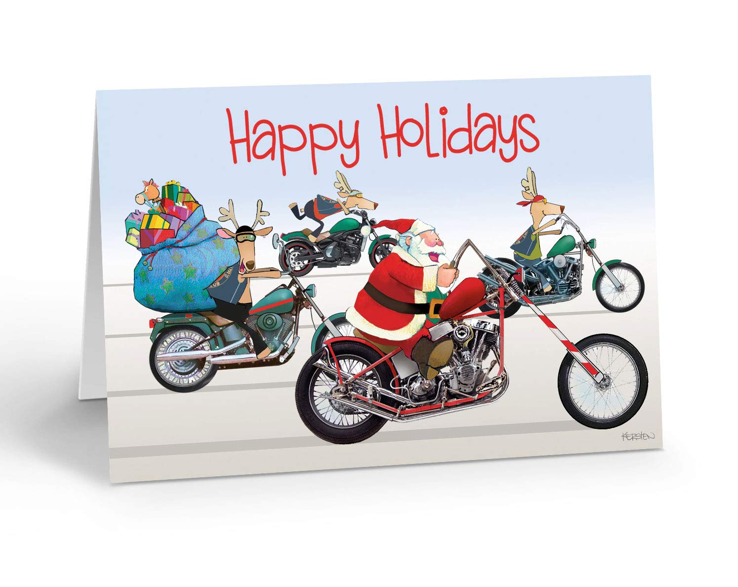Motorcycle Christmas Cards - 18 USA Made Cards & Envelopes for Biker Gifts