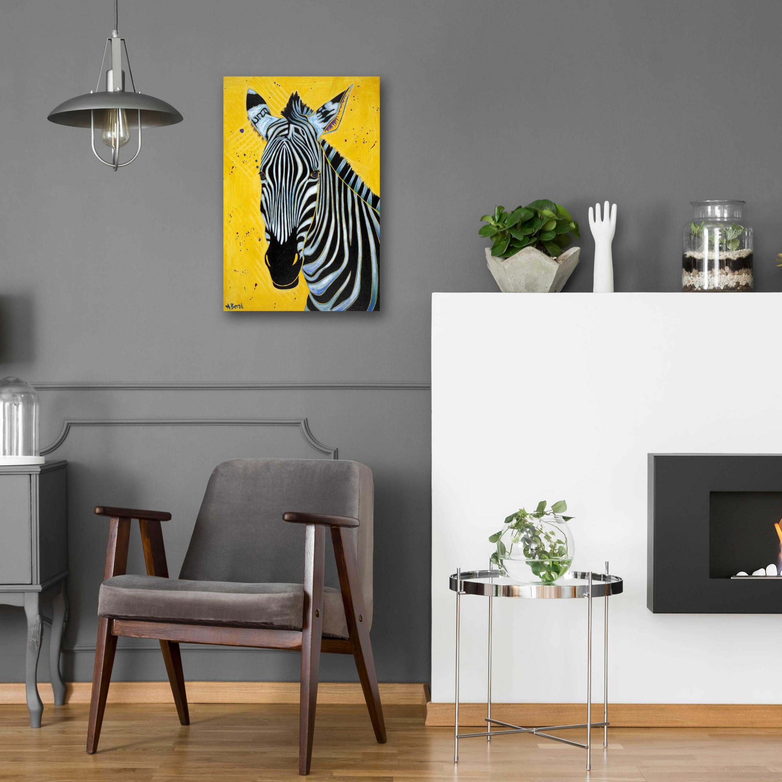 Angela Bond 'Zebra' Acrylic Glass Wall Art - 16x24 Inches Modern Animal Print Painting for Living Room, Bedroom & Office Decor