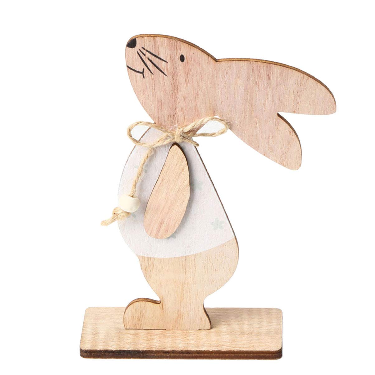BESPORTBLE 2-Piece Unfinished Wooden Bunny Cutouts with Rope Bow - DIY Easter Wood Crafts for Tabletop Decor, Party Ornaments & Spring Home Decoration | Perfect for Easter Celebrations, Baby Showers & Spring-Themed Parties
