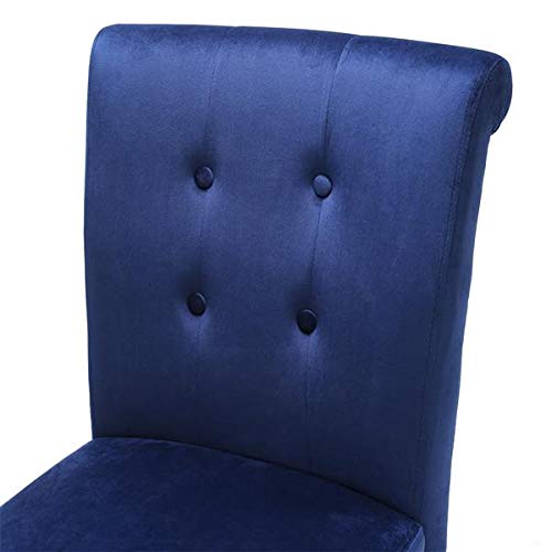 2PCS European Retro Velvet Accent Chair with Rubber Wood Legs - Vanity Stool, Makeup Dressing Chair, Bedroom Bench for Home Decor, Living Room, Boudoir