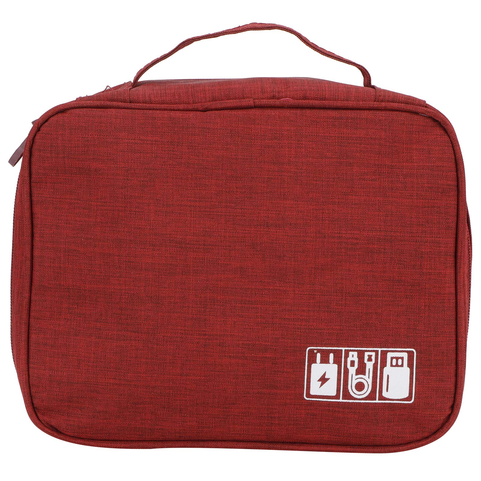 Yencoly Electronic Organizer - Waterproof Cable Storage Bag with Mesh Pockets for USB Drives, Earphones & Office Supplies | Travel-Friendly Cord Organizer (Red) - Perfect for Travel, Home & Office Organization