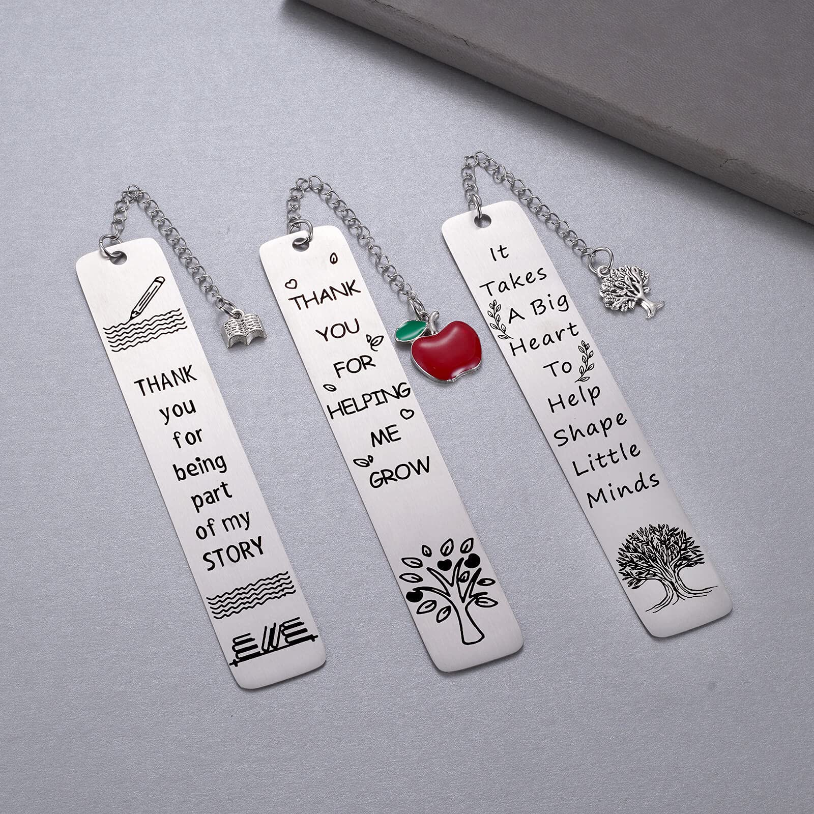 3 Pack Metal Bookmark for Teachers - Elegant Book Lover Reading Gift Set - Perfect Teacher Appreciation Thank You Present for Nursery, Preschool & School - Ideal for Classroom Rewards, Reading Incentives & End of Term Gifts