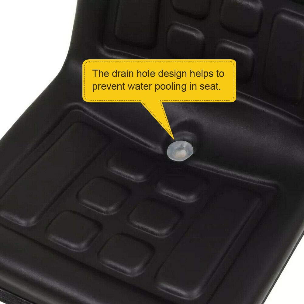 Universal Tractor Seat Replacement with Drain Hole & 5.5'' Sliding Tracks - Compatible with Tractors, Dumpers, Forklifts, Mowers & Diggers - Ideal for Farming, Construction & Landscaping Equipment