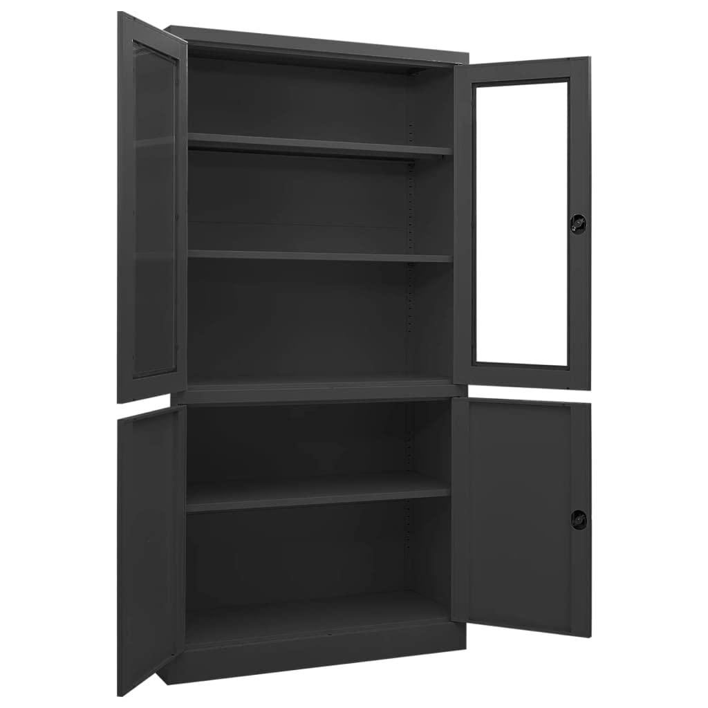 vidaXL Steel Office Storage Cabinet with Adjustable Shelves - Home & Office Display Cabinet in Anthracite - Perfect for Organizing Files, Books & Supplies in Workspaces