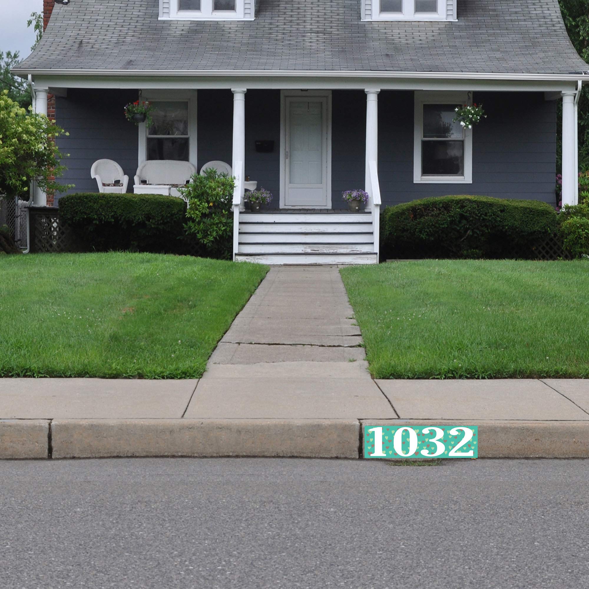 Customized House Address Sticker - Personalized Curb Decal with Heart Design for Street Numbers (PCCD26) | Perfect for Home Mailbox, Driveway & Front Yard Decor