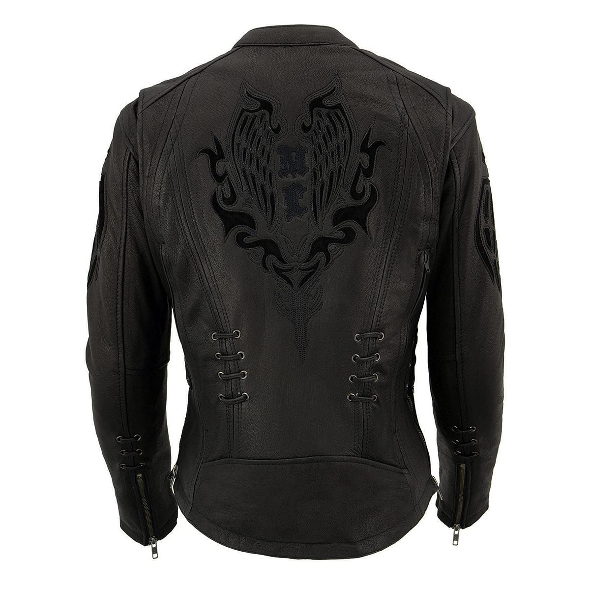 Milwaukee Leather MLL2535 Women's Black Leather Lightweight Scuba Racer Jacket - Stylish Motorcycle Jacket for Riding & Outdoor Adventures