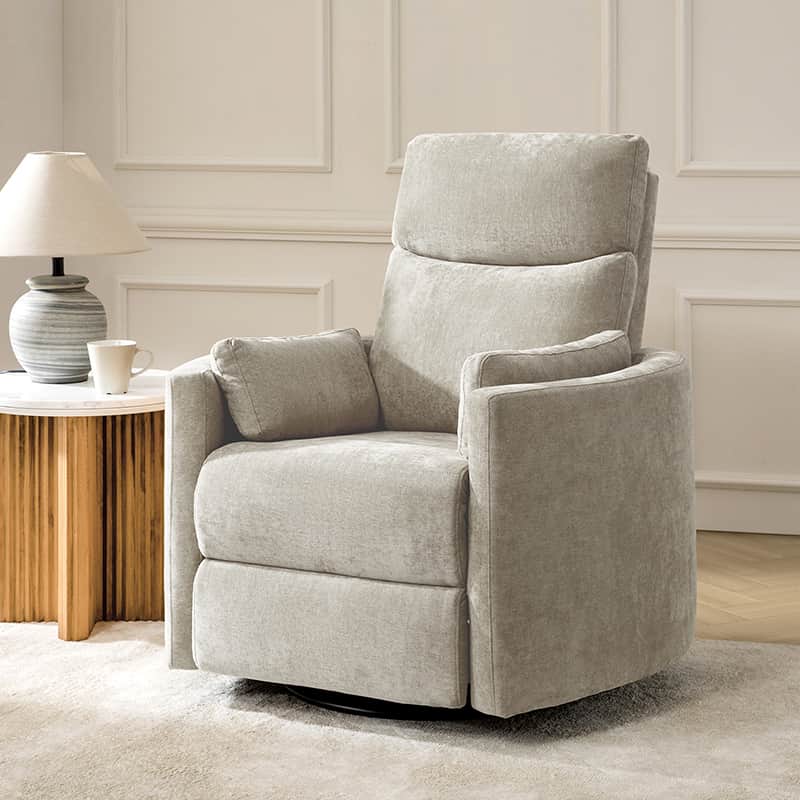 Monica Swivel Rocker Power Recliner Chair with Adjustable Headrest & Lumbar Support - Optional Removable Pillows - Perfect for Living Room, Home Theater & Relaxation