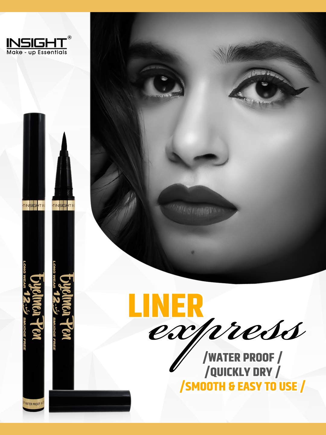 INSIGHT Cosmetics Liner Express Matte Pencil Eye Pen - 1.5G Black Waterproof Eyeliner for Smudge-Proof Long-Lasting Makeup | Perfect for Daily Wear, Party & Special Occasions