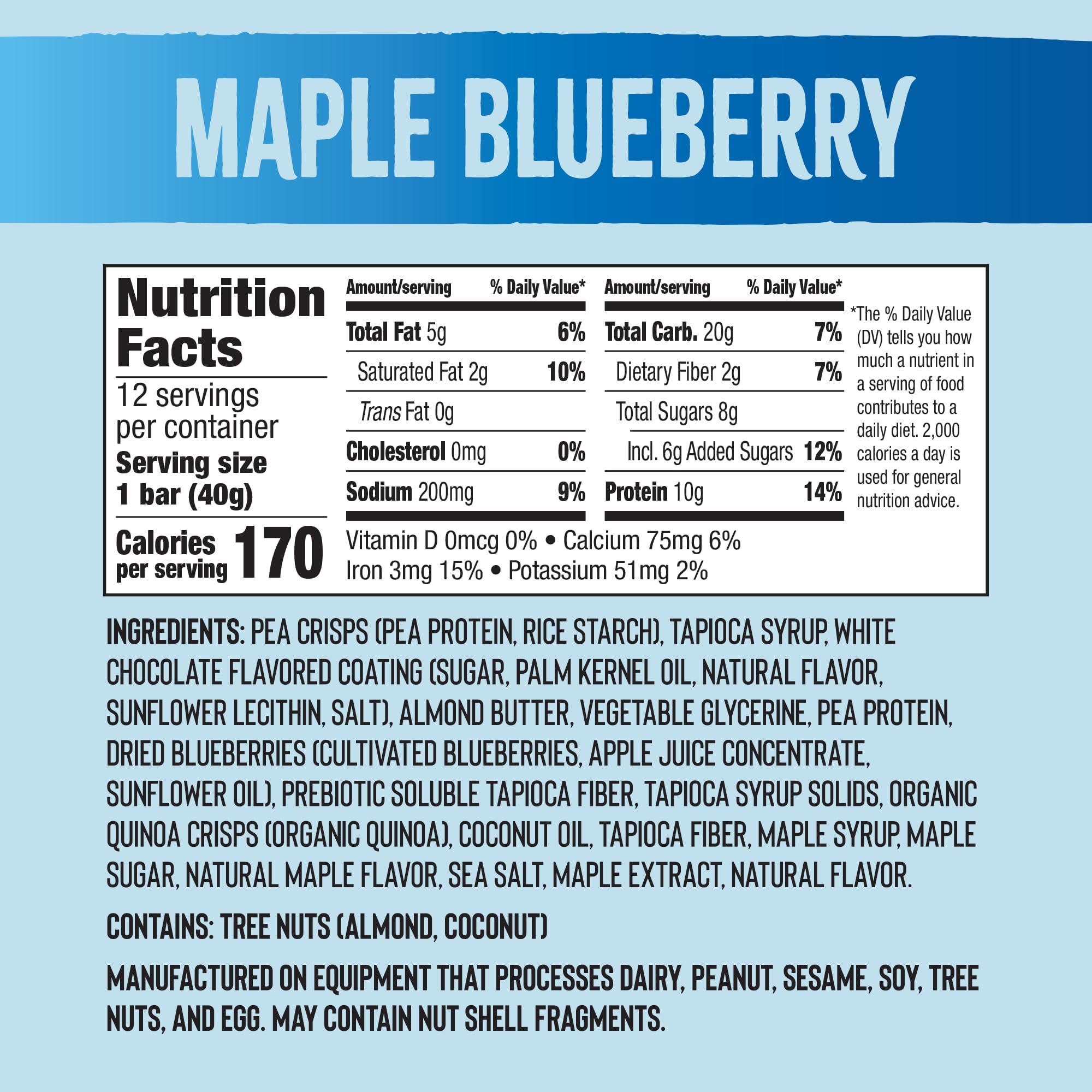 Mezcla Puff-Crispy Protein Bar - Maple Blueberry Flavor | Vegan, Gluten-Free, Plant-Based Protein Snack | Perfect for Post-Workout Recovery, Healthy Breakfast & On-the-Go Energy Boost