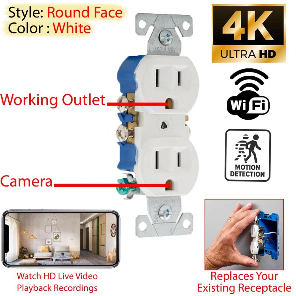 SecureGuard 720P Hidden Spy Camera Wall Outlet - Motion Detection Nanny Cam with SD Card DVR for Home Security (White) | Perfect for Baby Monitoring & Indoor Surveillance