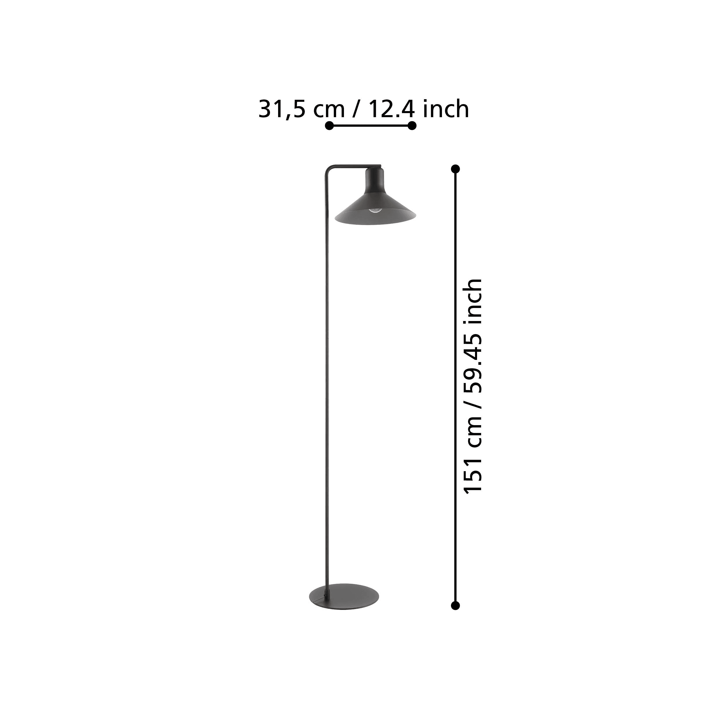 Eglo Abreosa Black Metal Floor Lamp with Grey Shade - Modern Lighting for Living Room, Bedroom & Office Decor