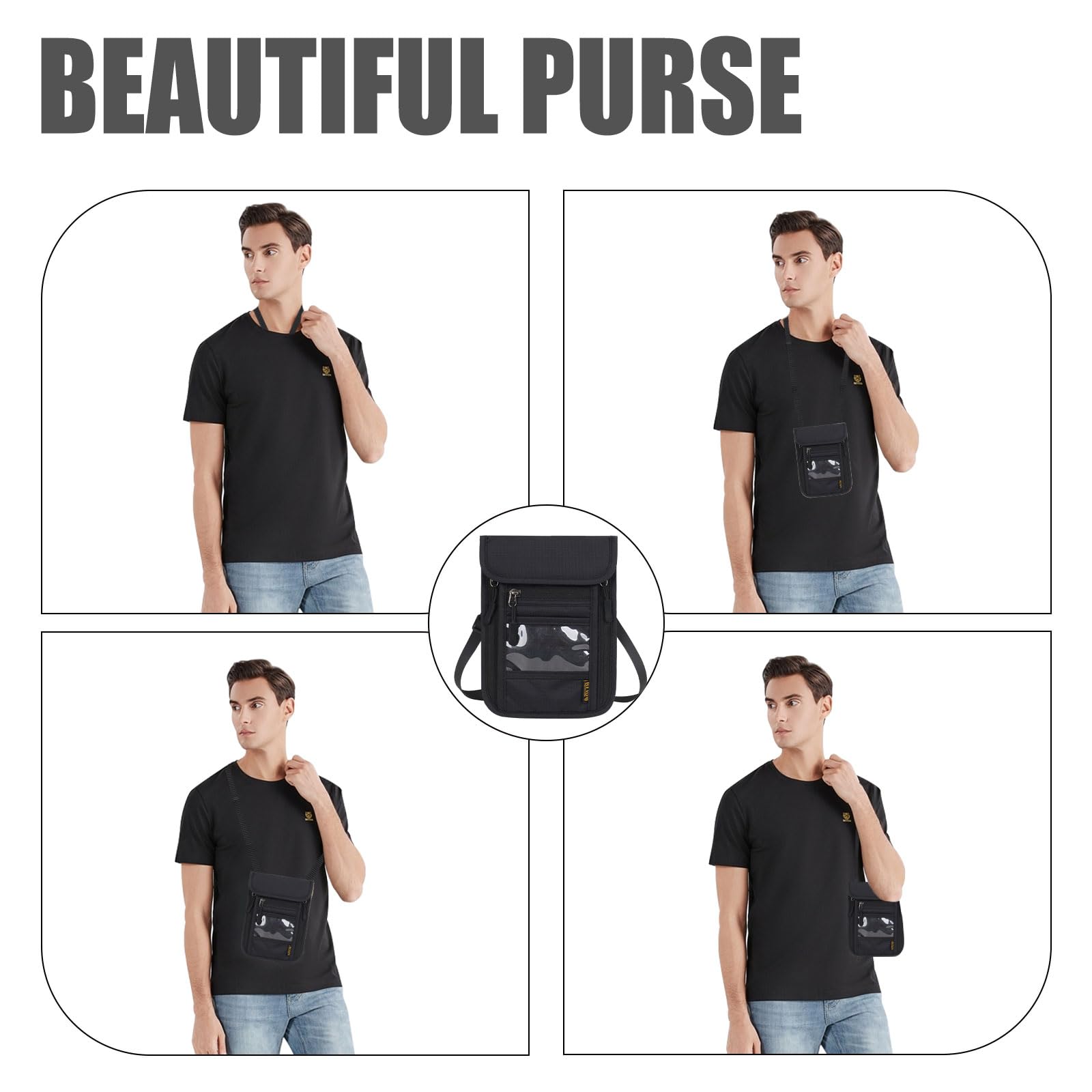 Anti-Theft Travel Passport Holder with Lanyard - RFID Blocking Neck Wallet for Passport, Credit Cards & Documents - Family Travel Essentials for Airports, Vacations & International Trips