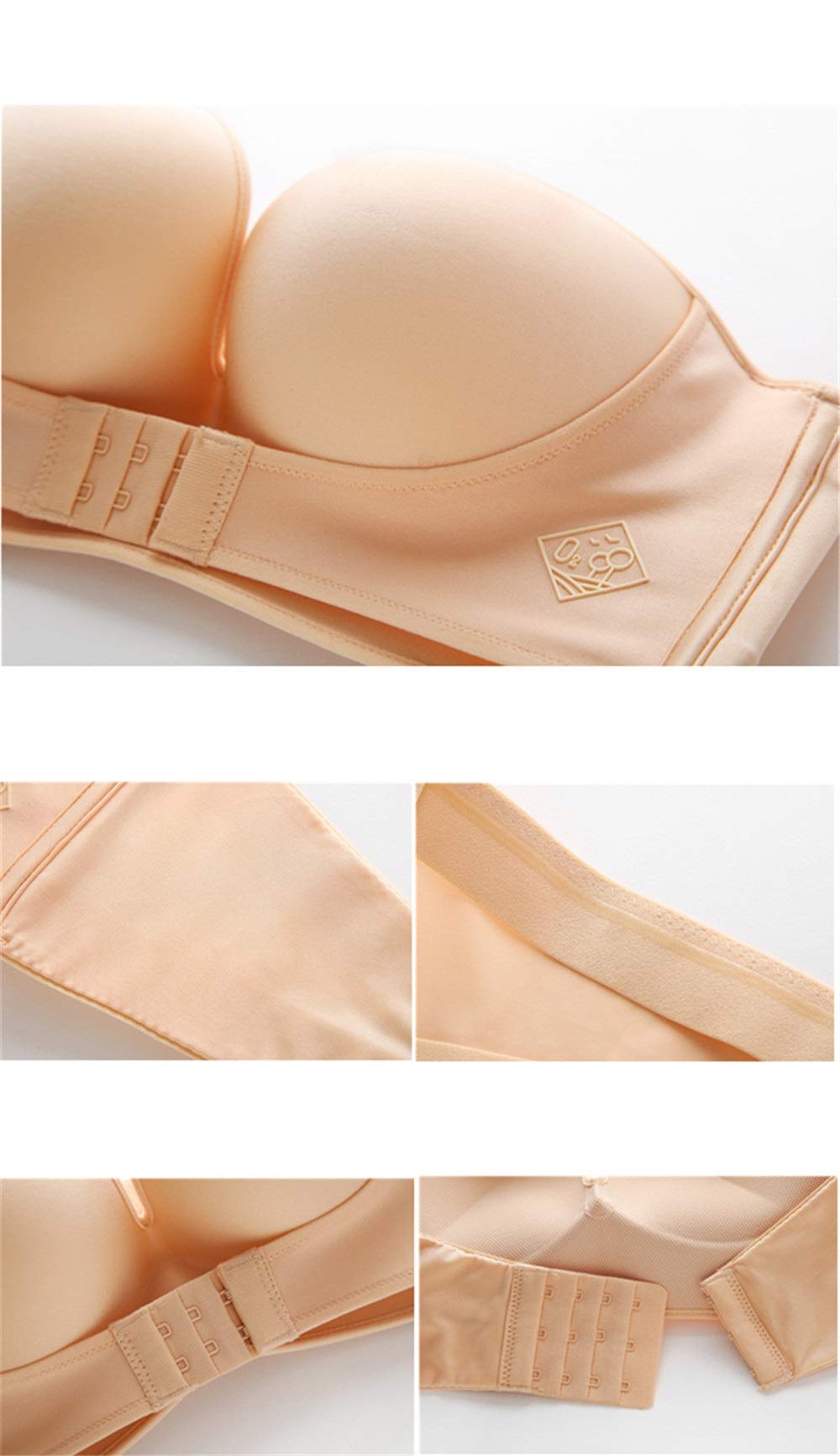 2 Pack Women's Hand-Shaped Front/Back Buckle Wireless Push Up Bra - Seamless Lift, Anti-Slip Strapless Design for Comfort & Support | Perfect for Evening Wear, Weddings & Special Occasions