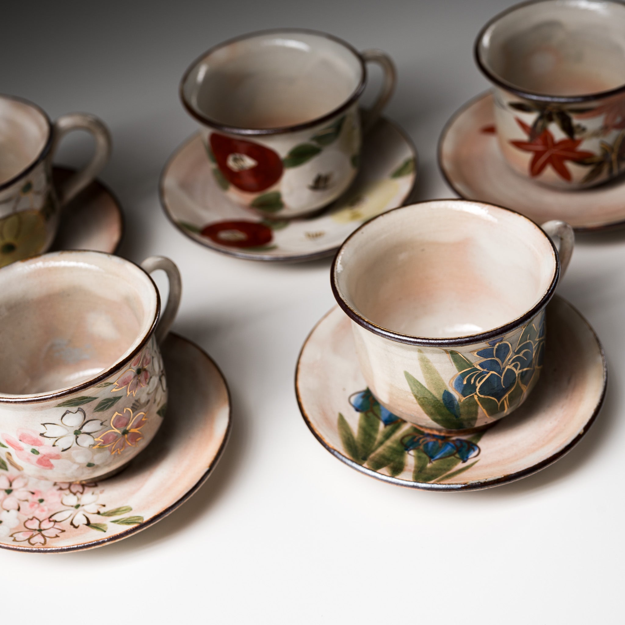 Handmade Kyoto Kiyomizu Ware Mini Espresso Cup Set - Iris Pattern, Authentic Japanese Ceramic Tea Cups for Espresso, Matcha or Coffee | Perfect Gift for Tea Lovers & Home Decor