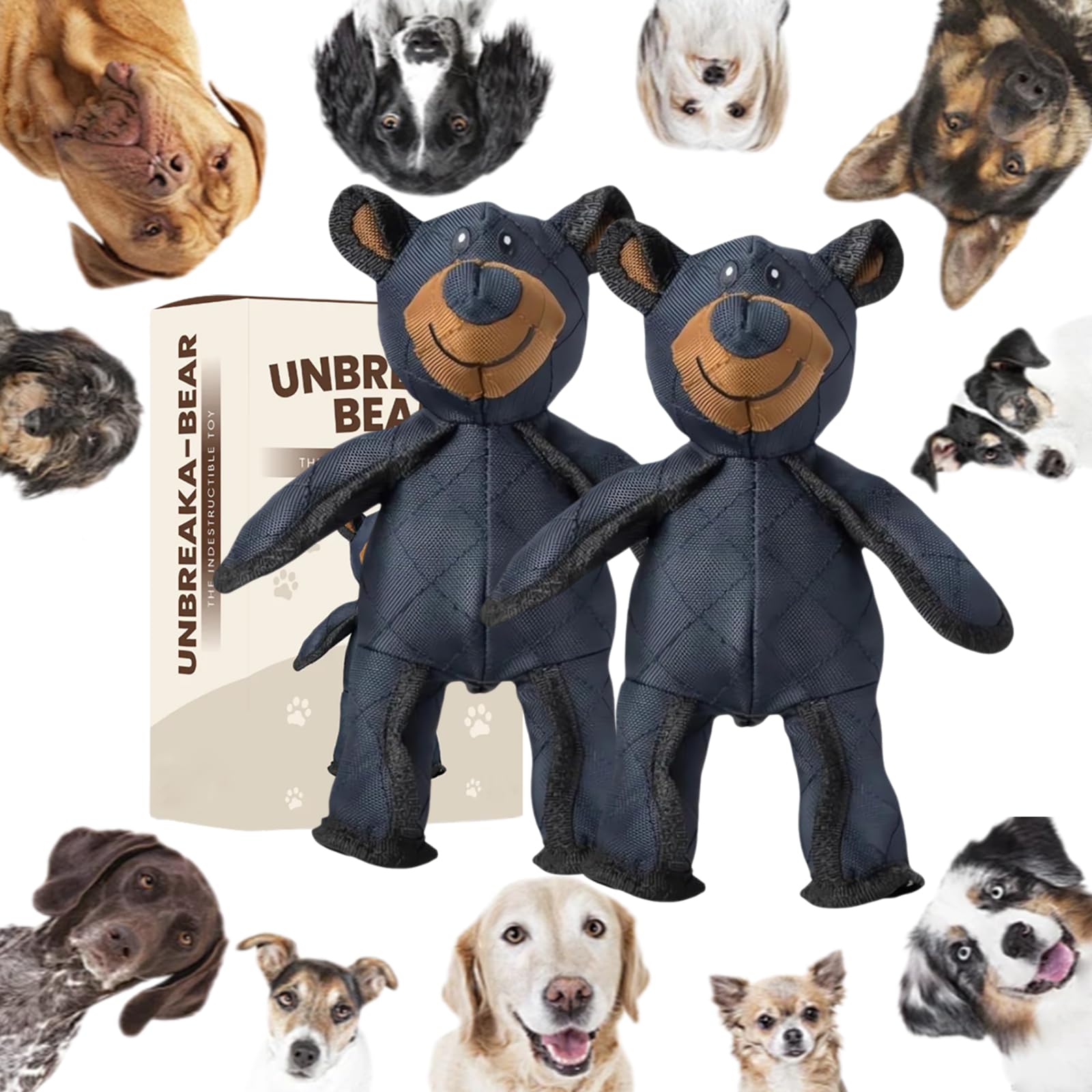 Unbreakable Bear Dog Toy - Indestructible Chew Toy for Large Breed Dogs, Heavy Duty Squeaky Plush Toy (2-Pack) - Perfect for Aggressive Chewers, Playtime & Training